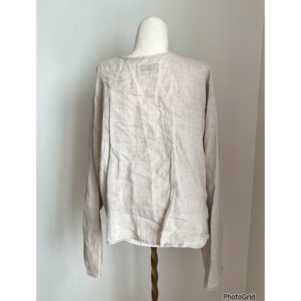 FLAX Linen Oatmeal Shirt Jacket Large - Picture 3 of 7